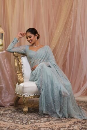 Royal Blue Stonework Art Silk Designer Saree