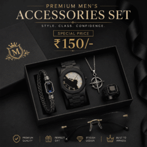Premium Men’s Accessories Gift Set ₹150 – Luxury-Inspired Watch, Bracelet, Pendant, Ring & Sunglasses